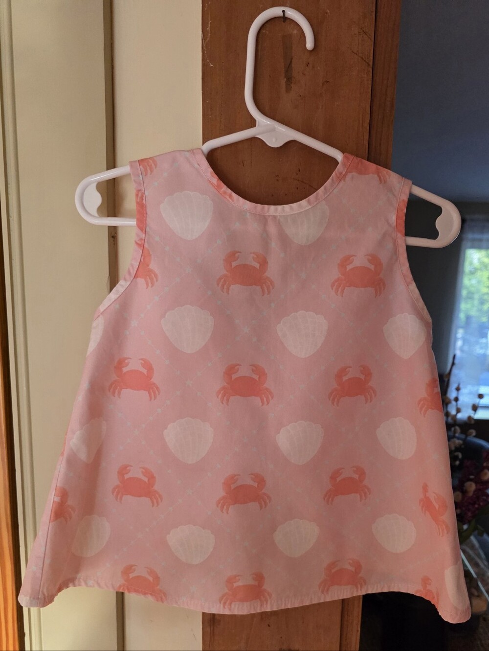 Girls Pink Crab Print Sleeveless Summer Short Set